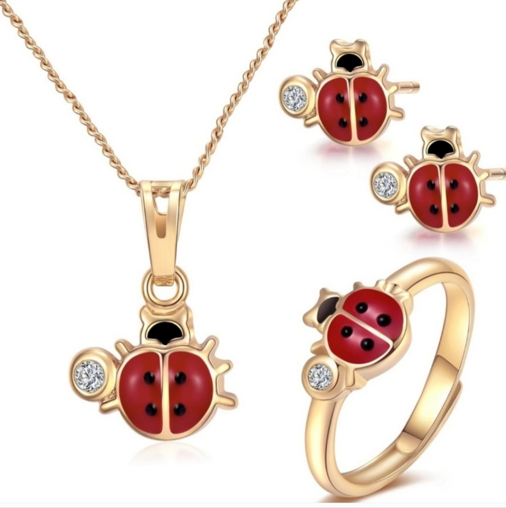 14k Gold Plated Ladybug Jewelry Set